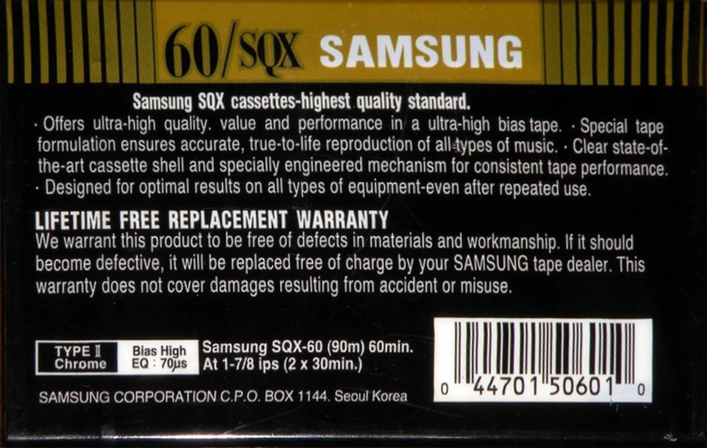 Compact Cassette Samsung SQX 60 Type II Chrome USA
