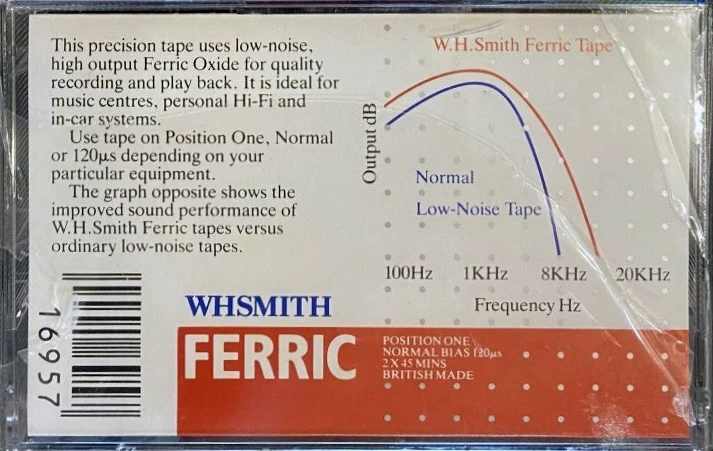 Compact Cassette WHSMITH Ferric 90 Type I Normal 1985 UK