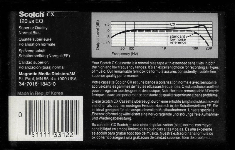 Compact Cassette Scotch CX 90 Type I Normal 1988 Europe, North America