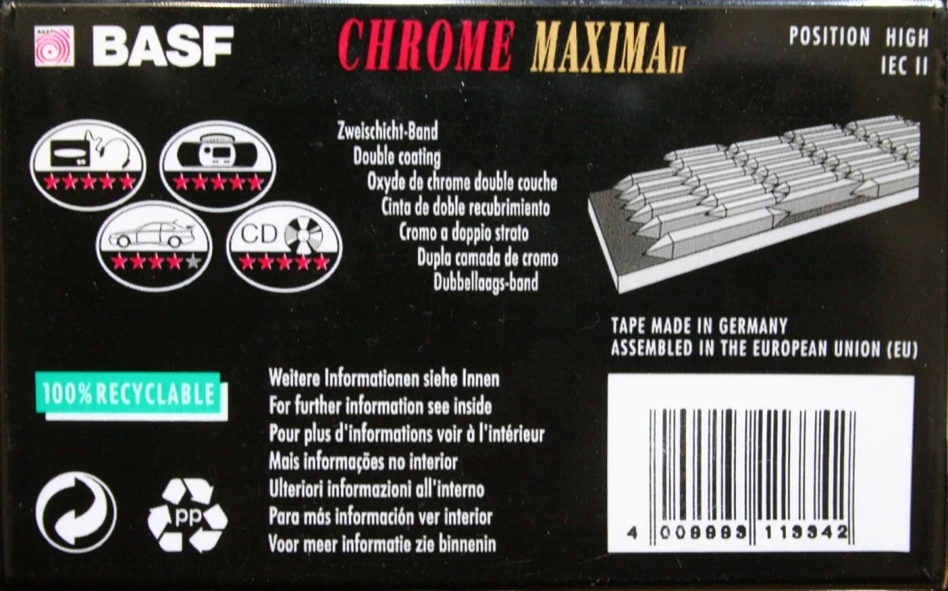 Compact Cassette BASF Chrome Maxima II 90 Type II Chrome 1995 Europe