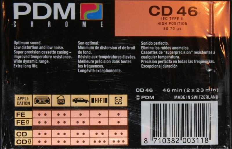 Compact Cassette PDM CD 46 Type II Chrome 1990 Europe
