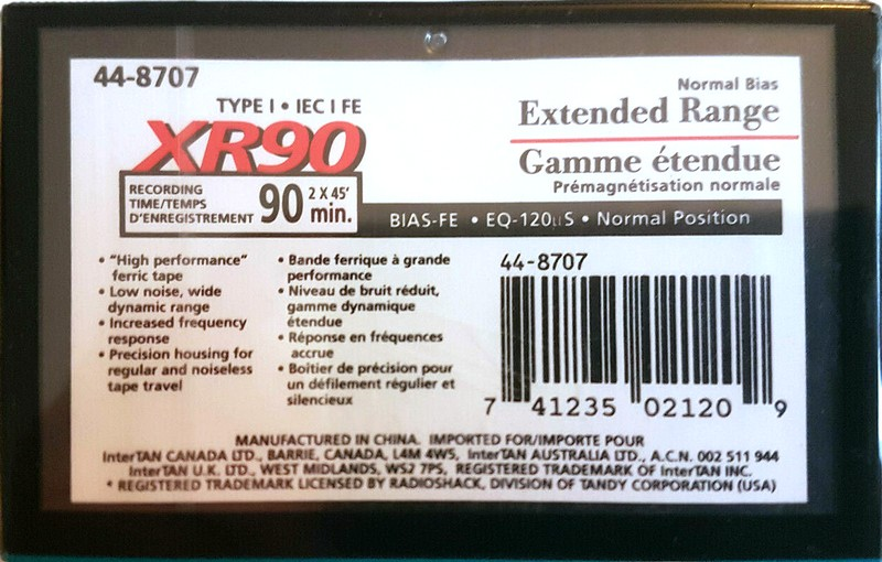 Compact Cassette Radio Shack XR 90 "44-8707" Type I Normal Worldwide