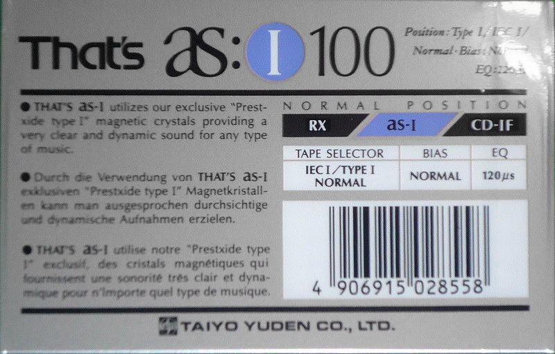 Compact Cassette Thats AS I 100 Type I Normal 1990 Europe