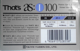 Compact Cassette Thats AS I 100 Type I Normal 1990 Europe