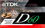 3 pack TDK D 60 "D-60ES3" Type I Normal 1991 Europe