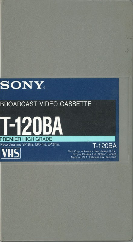 VHS, Video Home System Sony Premier High Grade 120 "T-120BA" Type I Normal North America