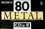 Compact Cassette Sony CDix IV 80 "CDIX4 80N" Type IV Metal 1990 Japan