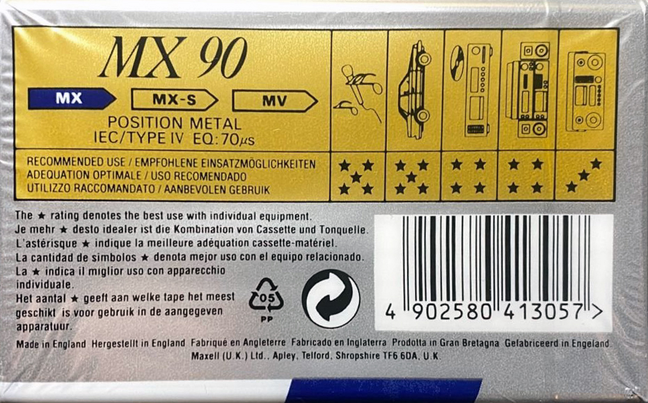 Compact Cassette Maxell MX 90 Type IV Metal 1994 Europe