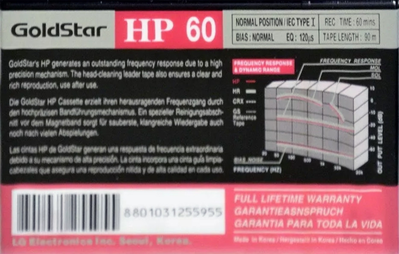 Compact Cassette Goldstar HP 60 Type I Normal 1994 Europe