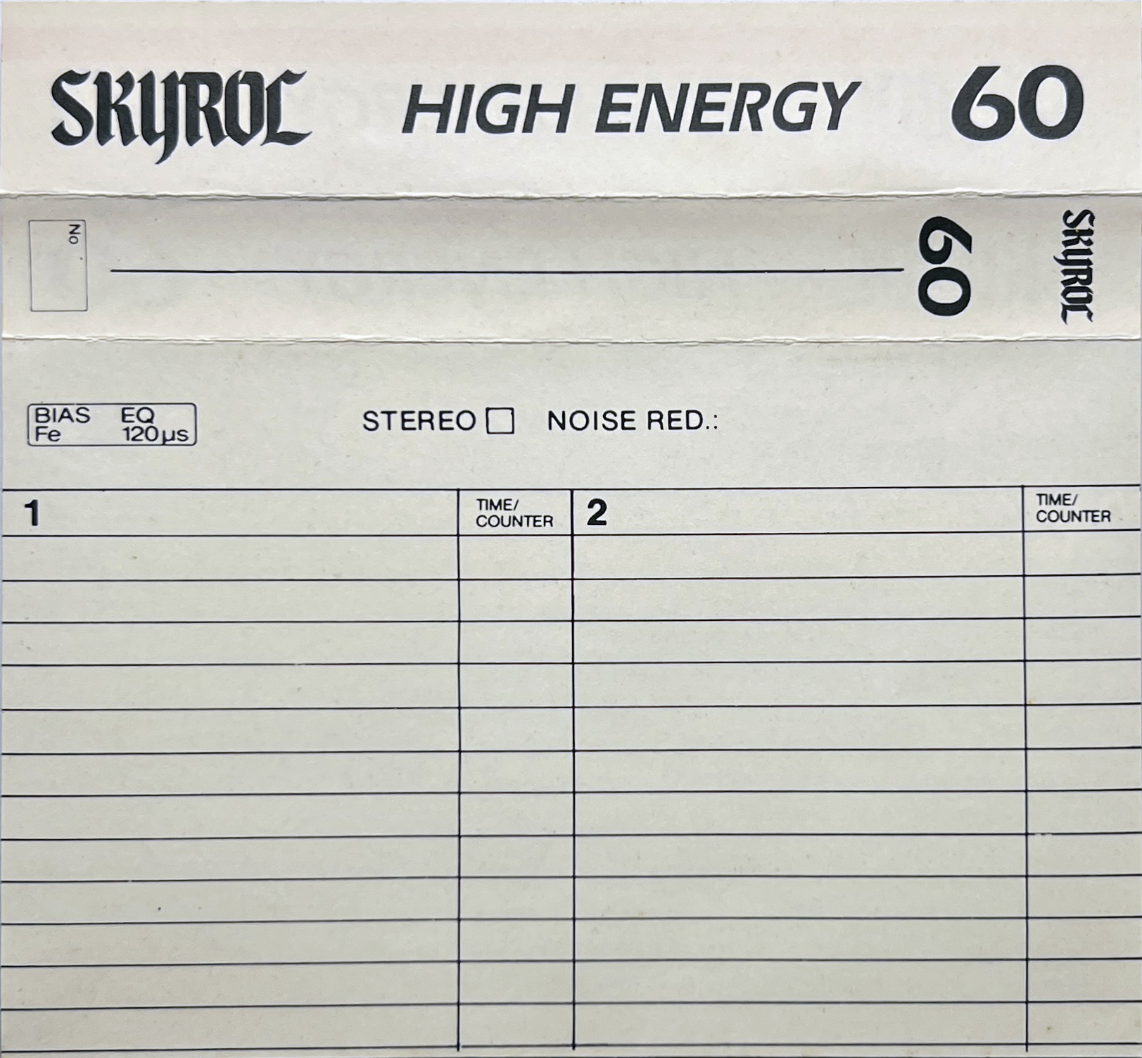 Compact Cassette Skyrol 60 Type I Normal Europe