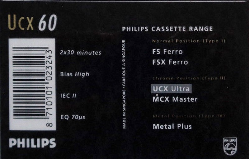 Compact Cassette Philips UCX 60 Type II Chrome 1990 Europe