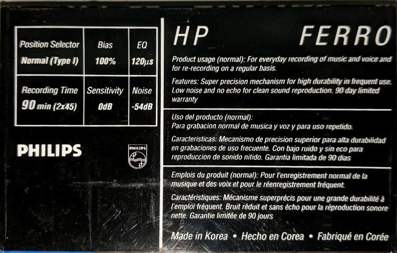 Compact Cassette Philips HP 90 Type I Normal 1987 Europe