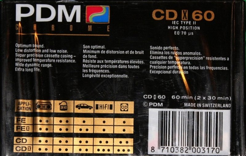 Compact Cassette PDM CD X 60 Type II Chrome 1990 Europe
