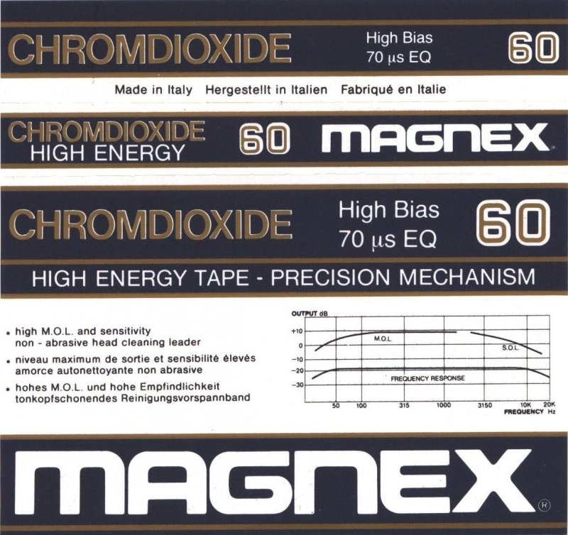 Compact Cassette Magnex 60 Type II Chrome 1983 Europe