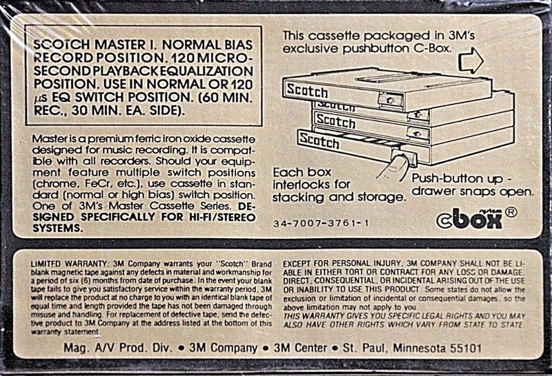 Compact Cassette Scotch Master I 60 Type I Normal 1977 USA