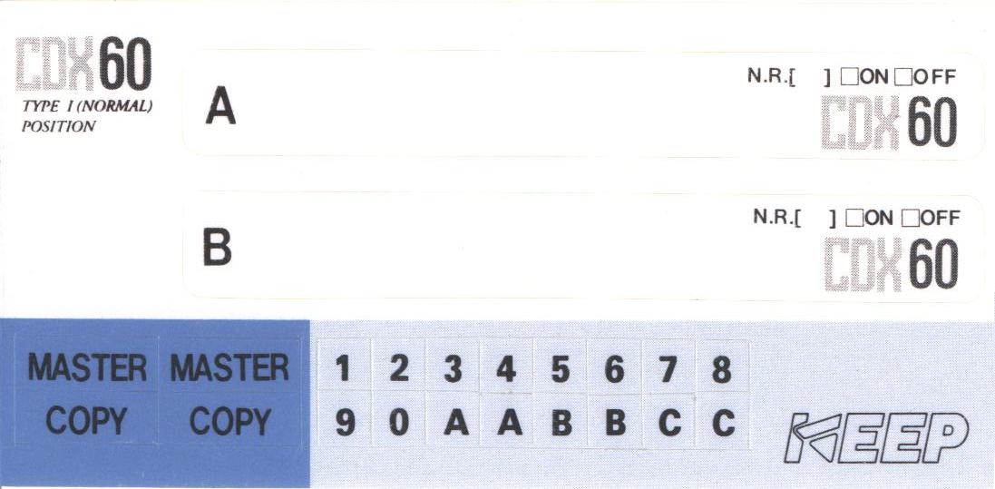 Compact Cassette KEEP CDX 60 Type I Normal 1990 Japan