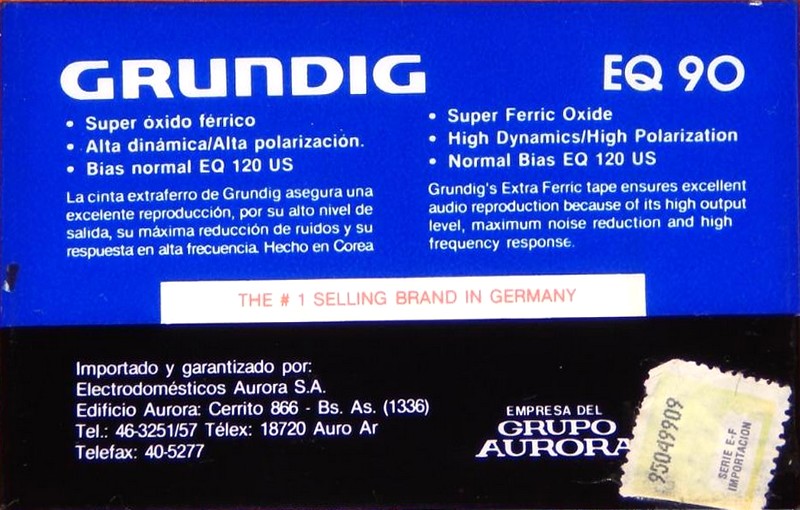 Compact Cassette Grundig EQ 90 Type I Normal Latin America
