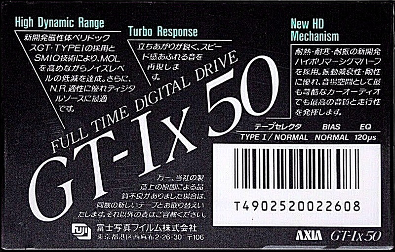 Compact Cassette AXIA GT-Ix 50 Type I Normal 1988 Japan