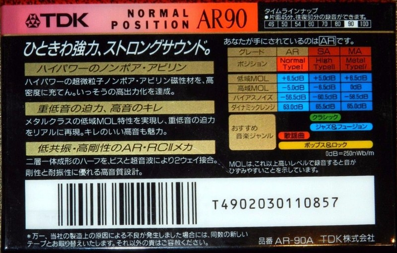 Compact Cassette TDK AR 90 Type I Normal 1993 Japan
