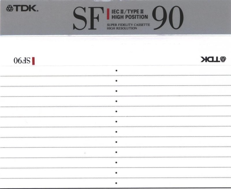 Compact Cassette TDK SF 90 "SF-90SE" Type II Chrome 1990 Australia, Europe