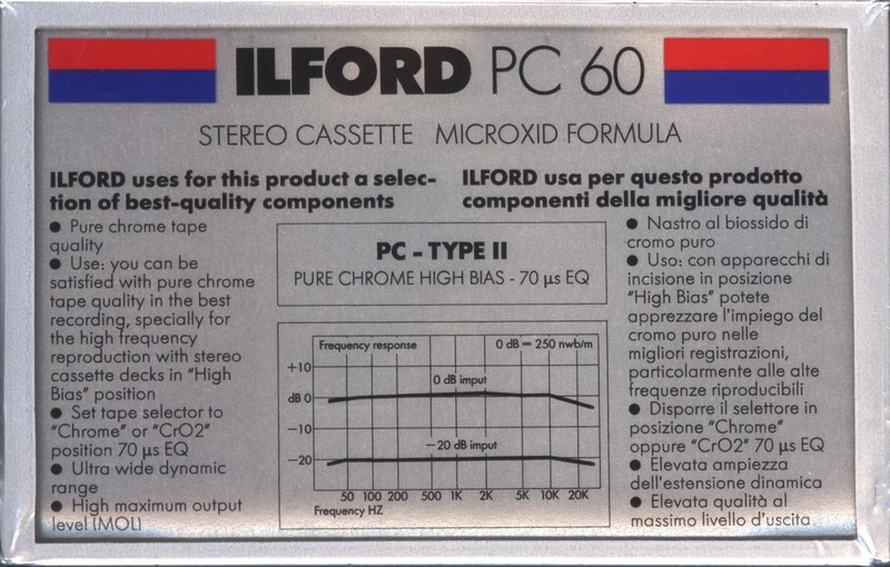 Compact Cassette Ilford PC 60 "Pure Chrome" Type II Chrome 1988 Europe