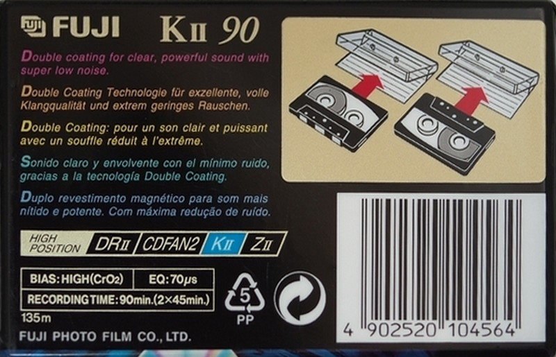 Compact Cassette Fuji K2 90 "KII" Type II Chrome 1998 Europe