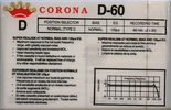 Compact Cassette Corona 60 Type I Normal Hong Kong