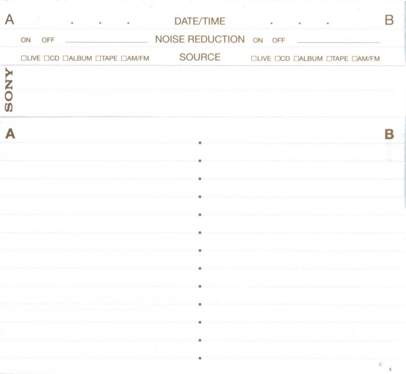 Compact Cassette Sony Metal SR 100 Type IV Metal 1996 North America
