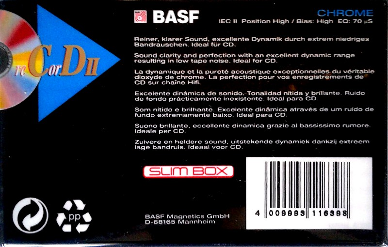 Compact Cassette BASF Record II 60 Type II Chrome 1995 Europe