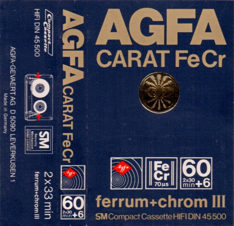 Compact Cassette AGFA CARAT 60+6 Type III Ferro Chrome 1979 Europe