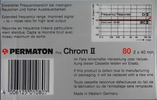 Compact Cassette Permaton Chrom II 80 Type II Chrome 1984 Europe