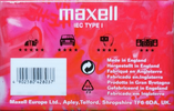 Compact Cassette Maxell UR 60 Type I Normal 1998 Europe