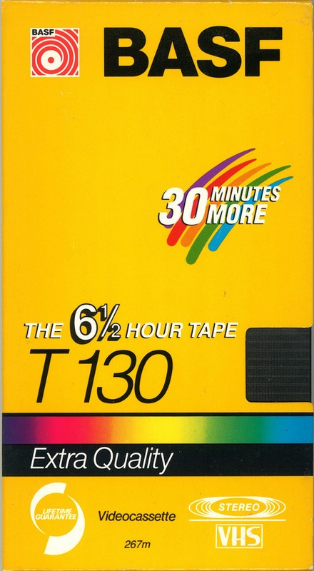 VHS, Video Home System BASF Extra Quality 130 Type I Normal 1988 USA