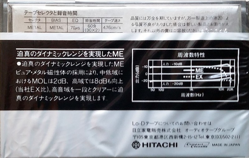 Compact Cassette Lo-D ME 60 Type IV Metal 1981 Japan