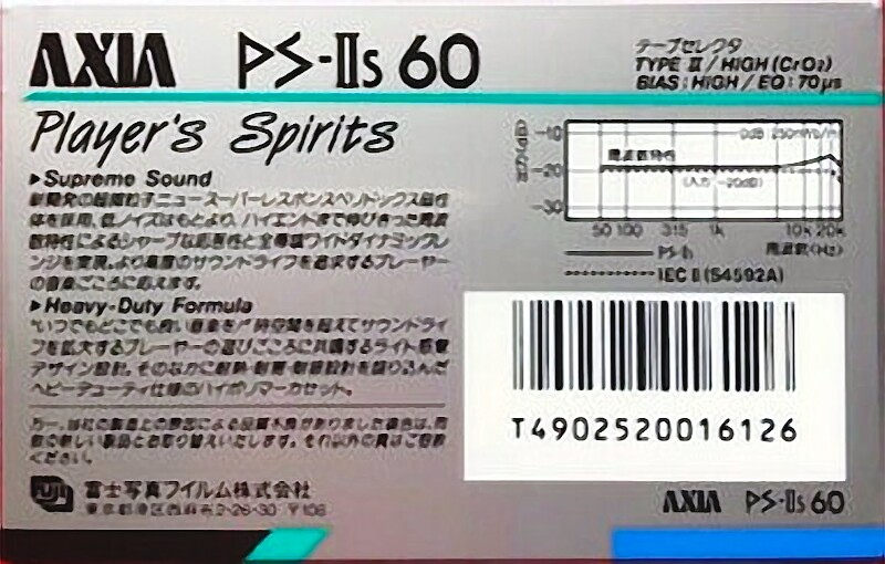 Compact Cassette AXIA PS-IIs 60 Type II Chrome 1987 Japan