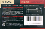 Compact Cassette TDK AD-X 80 "AD-X80K" Type I Normal 1989 Japan