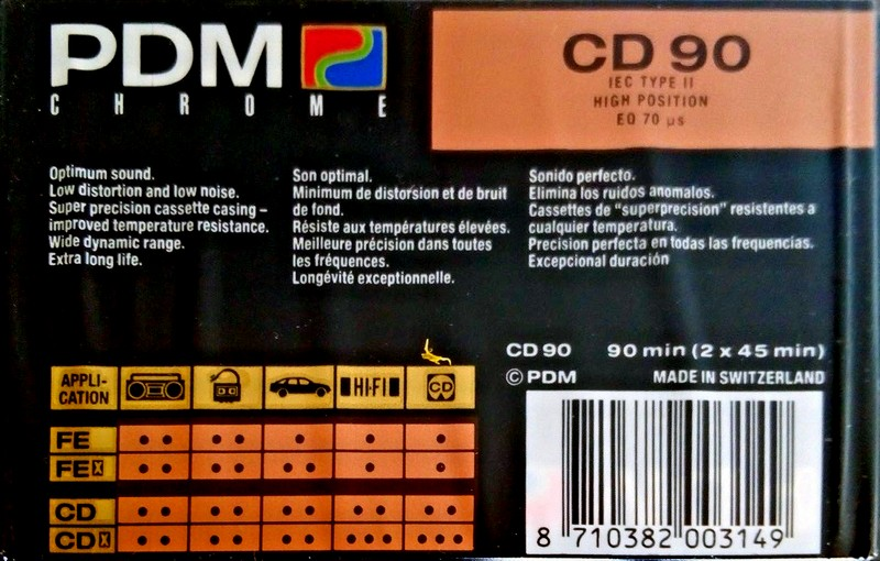 Compact Cassette PDM CD 90 Type II Chrome 1990 Europe