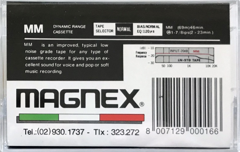 Compact Cassette Magnex 46 "MM" Type I Normal 1987 Europe