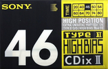 Compact Cassette Sony CDix II 46 Type II Chrome 1990 Japan