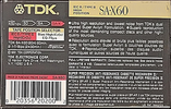 Compact Cassette TDK SA-X 60 Type II Chrome 1991 North America