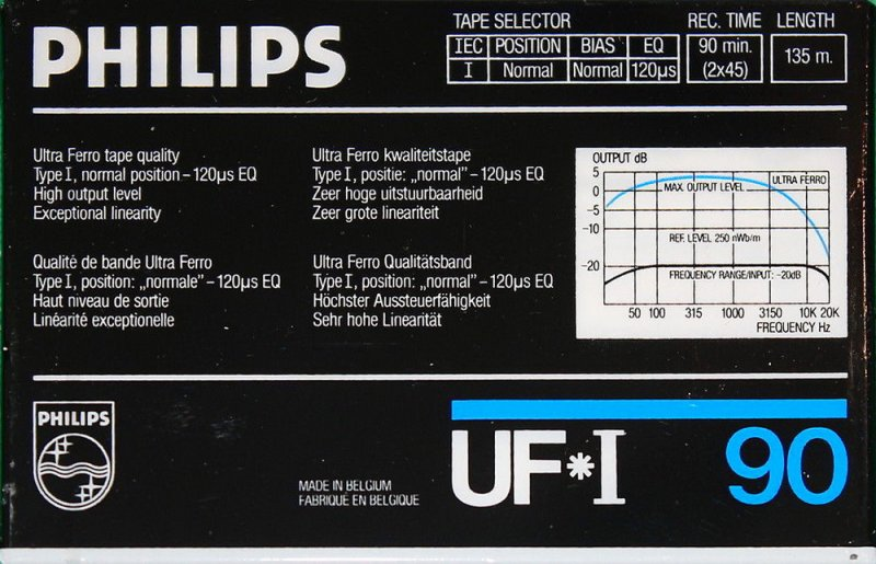 Compact Cassette Philips UF-I 90 Type I Normal 1985 Europe