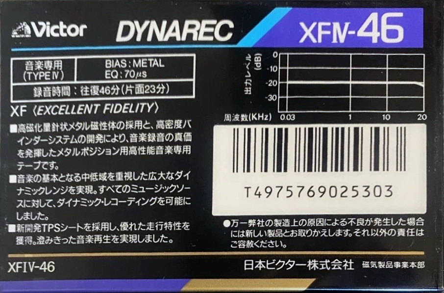 Compact Cassette Victor XFIV 46 Type IV Metal 1987 Japan