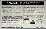 Compact Cassette Denon HD-M 100 Type IV Metal 1988 Europe, USA
