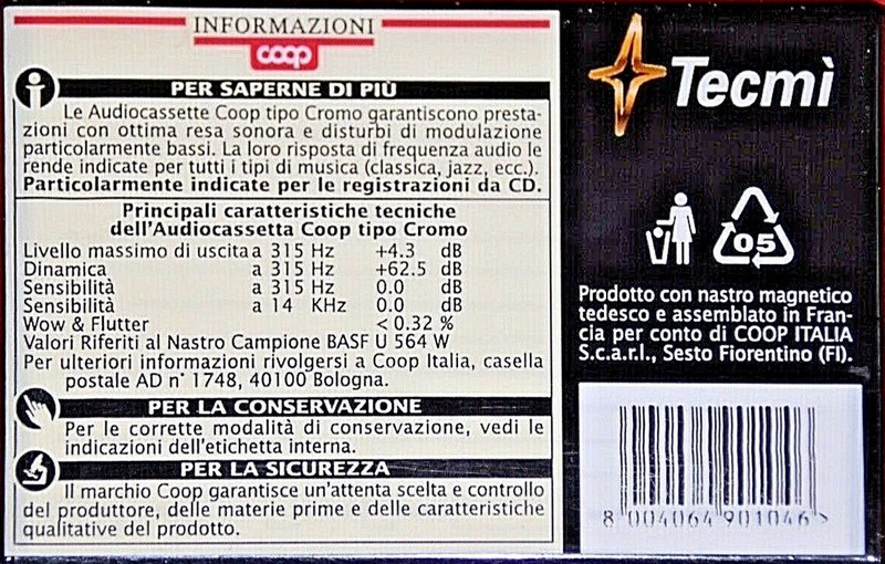 Compact Cassette Coop Tecmi 74 Type II Chrome Italy