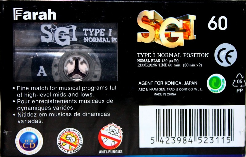 Compact Cassette Farah SG I 60 Type I Normal China