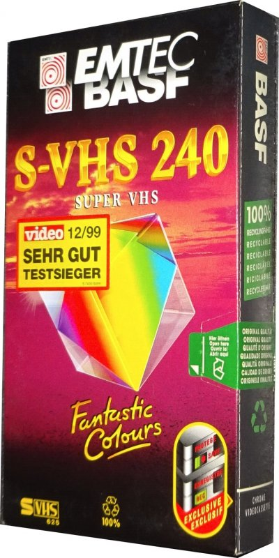 VHS, Video Home System Emtec S-VHS 240 Type II Chrome 1999 Worldwide