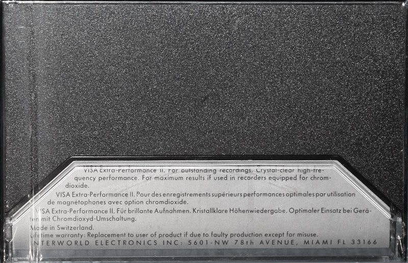 Compact Cassette Visa Extra Performance II 90 Type II Chrome 1981 North America