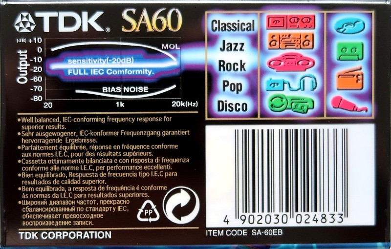 Compact Cassette TDK SA 60 "SA-60EB" Type II Chrome 1997 Worldwide
