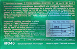 Compact Cassette Sony HFX 46 Type I Normal 1982 North America