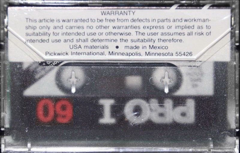 Compact Cassette Pickwick PRO I 60 Type I Normal USA